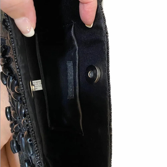 Bijoux Terner Vintage Black Beaded Special Occasion Clutch Handbag - Picture 5 of 5